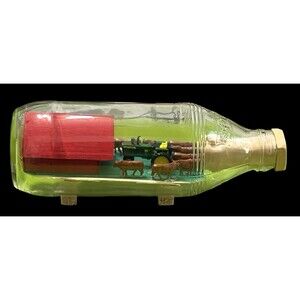 Vintage Homemade John Deere "In a Bottle" Tractor, Barn, Cows